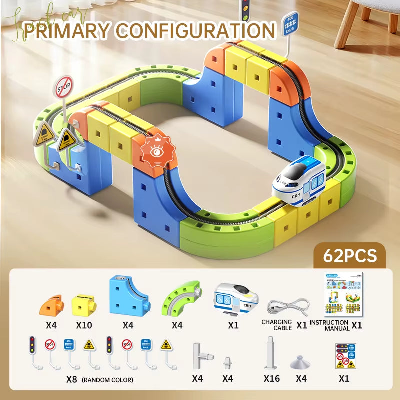 Kids Magnetic Rail Car Cube Toys Educational Toy DIY Building Blocks Magical Track Train Gravity Maze Toy Christmas Gifts