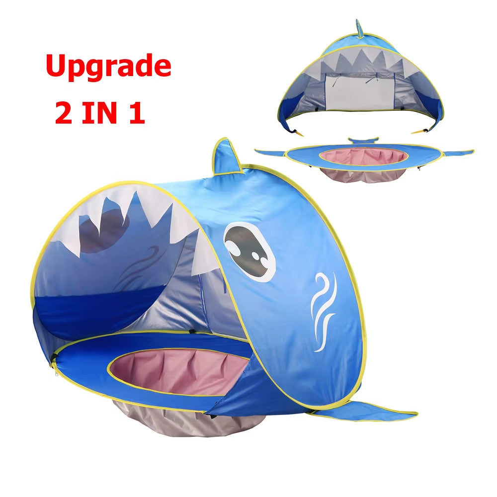 2 in 1 UPF 50+ Baby Beach Tent Waterproof Sun Shelter Uv-Protecting Sunshelter with Pool Kid Outdoor Sunshade Beach Sunshelter