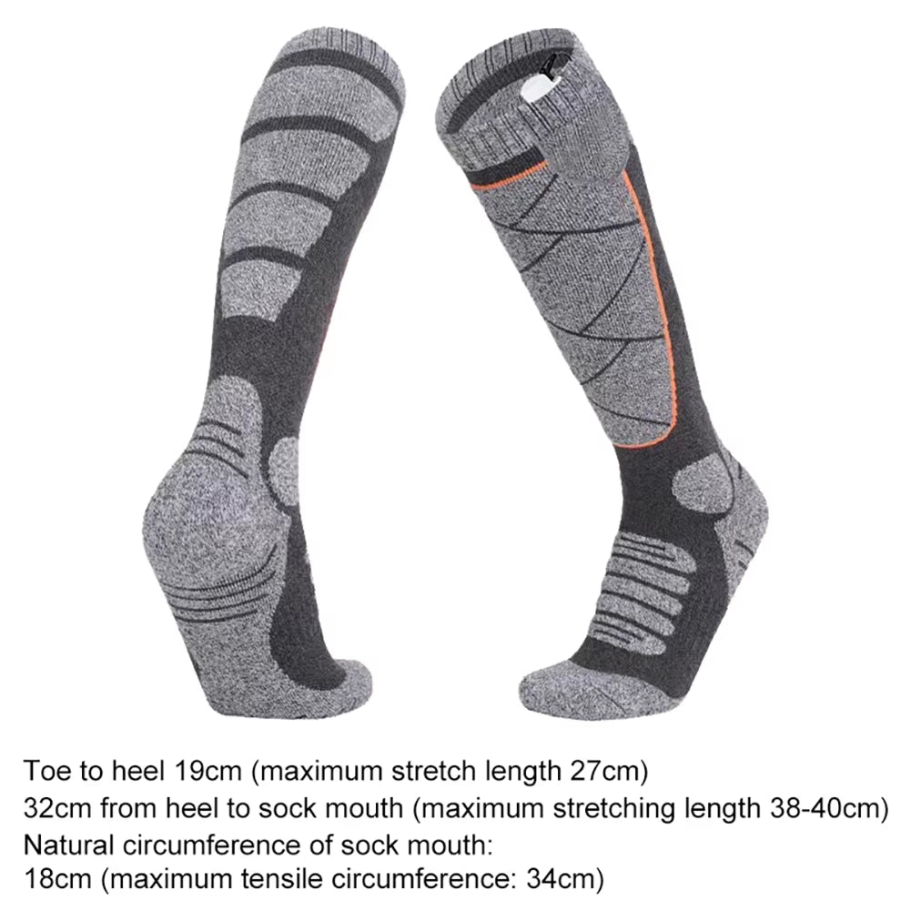 Electric Heated Socks 3Mode Adjustable Winter Warm Socks Winter Anti-Cold Thermal Skiing Long Sock Foot Warmer for Hiking Skiing