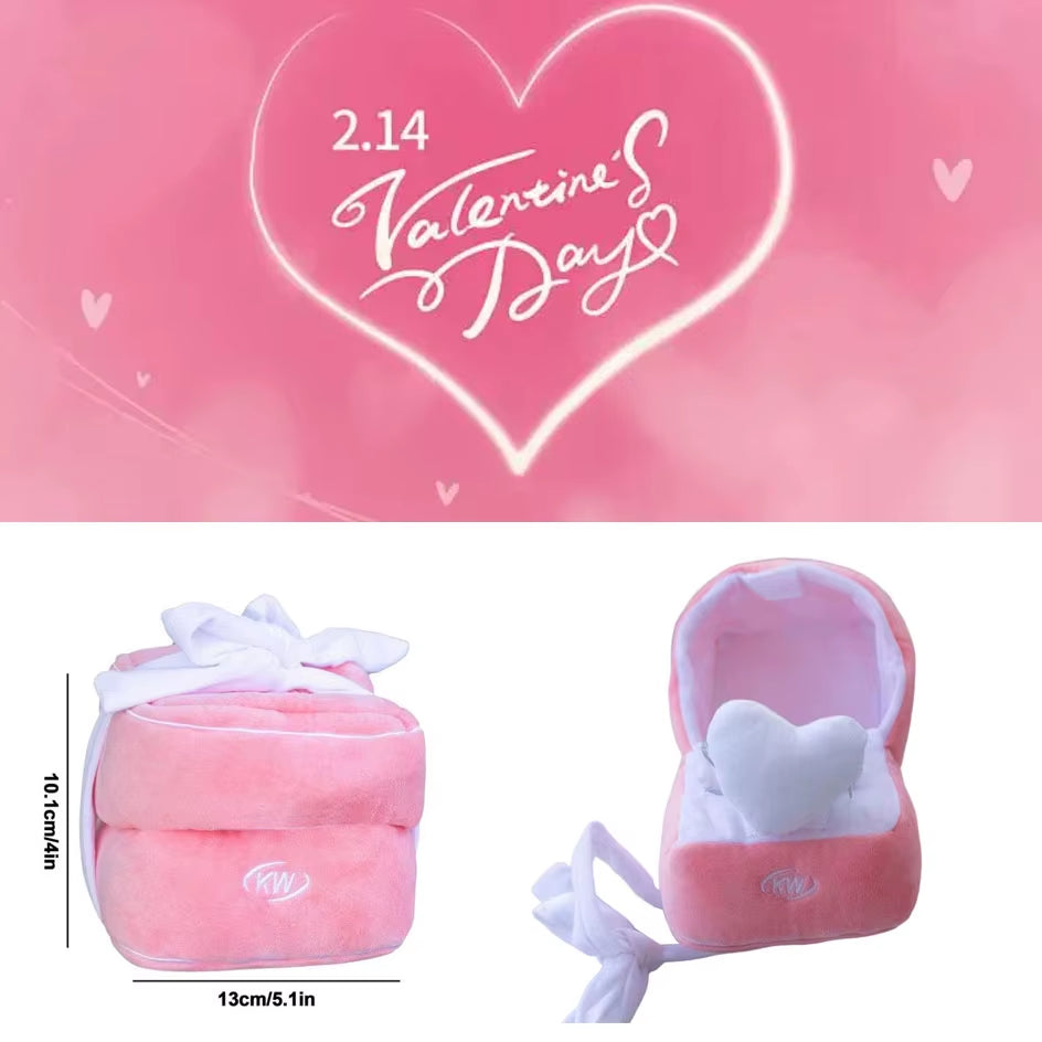 Cute Ring Box Plush Toy Heart Shape Diamond Ring Case Couple Mysterious Surprise Box Memory Wedding Valentine'S Day Gift Present